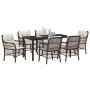 Conjunto de Comedor de Jardín con cojín 7 pcs Marrón Poliratán