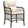 Conjunto de Comedor de Jardín con cojín 7 pcs Marrón Poliratán