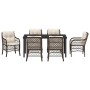 Conjunto de Comedor de Jardín con cojín 7 pcs Marrón Poliratán