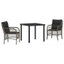 Conjunto de Comedor de Jardín con cojín 3 pcs Gris Poliratán