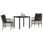 Conjunto de Comedor de Jardín con cojín 3 pcs Gris Poliratán