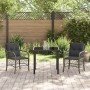 Conjunto de Comedor de Jardín con cojín 3 pcs Gris Poliratán