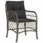 Conjunto de Comedor de Jardín con cojín 3 pcs Gris Poliratán