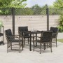 Conjunto de Comedor de Jardín con cojín 5 pcs Gris Poliratán