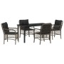 Conjunto de Comedor de Jardín con cojín 5 pcs Gris Poliratán