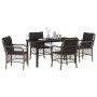 Conjunto de Comedor de Jardín con cojín 5 pcs Gris Poliratán