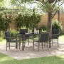 Conjunto de Comedor de Jardín con cojín 5 pcs Gris Poliratán