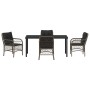 Conjunto de Comedor de Jardín con cojín 5 pcs Gris Poliratán
