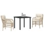 Conjunto de Comedor de Jardín con cojín 3 pcs Beige Poliratán