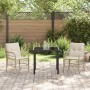 Conjunto de Comedor de Jardín con cojín 3 pcs Beige Poliratán