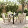 Conjunto de Comedor de Jardín con cojín 5 pcs Beige Poliratán