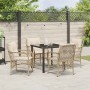 Conjunto de Comedor de Jardín con cojín 5 pcs Beige Poliratán