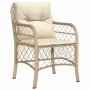 Conjunto de Comedor de Jardín con cojín 5 pcs Beige Poliratán