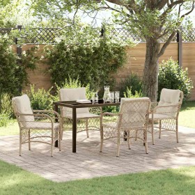 Conjunto de Comedor de Jardín con cojín 5 pcs Beige Poliratán