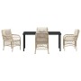 Conjunto de Comedor de Jardín con cojín 5 pcs Beige Poliratán