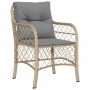 Conjunto de Comedor de Jardín con cojín 5 pcs Beige Poliratán