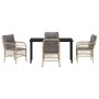 Conjunto de Comedor de Jardín con cojín 5 pcs Beige Poliratán