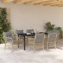 Conjunto de Comedor de Jardín con cojín 7 pcs Beige Poliratán