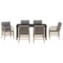 Conjunto de Comedor de Jardín con cojín 7 pcs Beige Poliratán