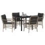Conjunto de Comedor de Jardín 5 pcs Gris claro Poliratán