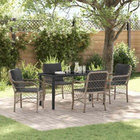 Conjunto de Comedor de Jardín 5 pcs Gris claro Poliratán