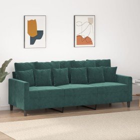 Sofá de 3 plazas terciopelo verde oscuro 180 cm