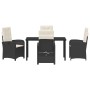Conjunto de Comedor de Jardín 5 pcs Negro ratán sintético