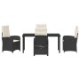Conjunto de Comedor de Jardín 5 pcs Negro ratán sintético
