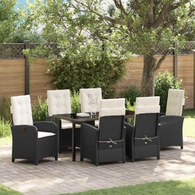 Conjunto de Comedor de Jardín 7 pcs Negro ratán sintético