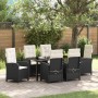 Conjunto de Comedor de Jardín 7 pcs Negro ratán sintético