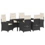 Conjunto de Comedor de Jardín 7 pcs Negro ratán sintético