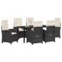 Conjunto de Comedor de Jardín 7 pcs Negro ratán sintético