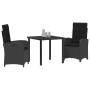 Conjunto de Comedor de Jardín 3 pcs Negro ratán sintético