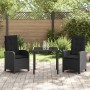 Conjunto de Comedor de Jardín 3 pcs Negro ratán sintético