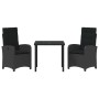 Conjunto de Comedor de Jardín 3 pcs Negro ratán sintético