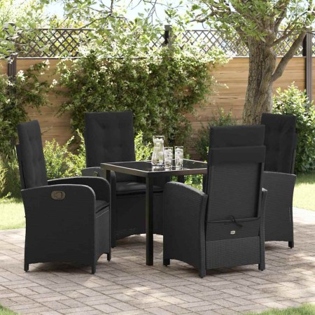 Conjunto de Comedor de Jardín 5 pcs Negro ratán sintético
