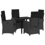 Conjunto de Comedor de Jardín 5 pcs Negro ratán sintético