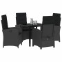 Conjunto de Comedor de Jardín 5 pcs Negro ratán sintético