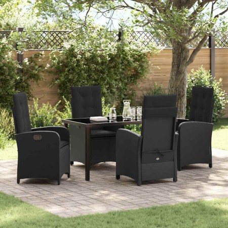 Conjunto de Comedor de Jardín 5 pcs Negro ratán sintético