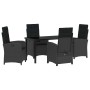 Conjunto de Comedor de Jardín 5 pcs Negro ratán sintético