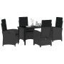 Conjunto de Comedor de Jardín 5 pcs Negro ratán sintético