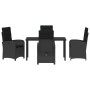 Conjunto de Comedor de Jardín 5 pcs Negro ratán sintético