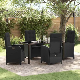 Conjunto de Comedor de Jardín 5 pcs Negro ratán sintético