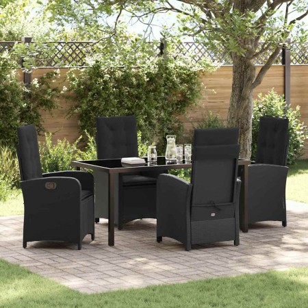 Conjunto de Comedor de Jardín 5 pcs Negro ratán sintético