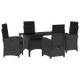 Conjunto de Comedor de Jardín 5 pcs Negro ratán sintético