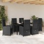 Conjunto de Comedor de Jardín 7 pcs Negro ratán sintético