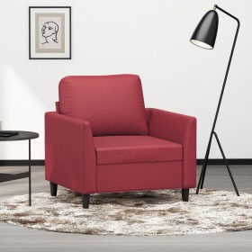 Sillón cuero sintético rojo tinto 60 cm Sillón cuero sintético rojo tinto 60 cm