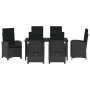 Conjunto de Comedor de Jardín 7 pcs Negro ratán sintético