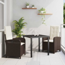 Conjunto de Comedor de Jardín 3 pcs Marrón ratán sintético