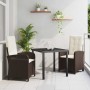 Conjunto de Comedor de Jardín 3 pcs Marrón ratán sintético